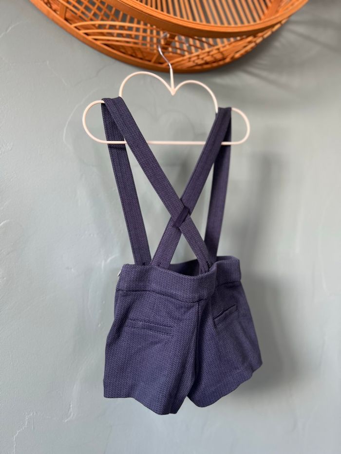 Ensemble chemise jean et short à bretelles 3/4 ans - Bleu & Marine - photo numéro 7