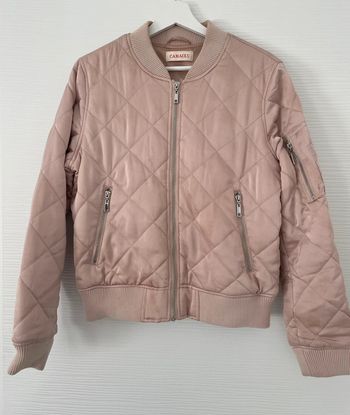 Bomber veste rose poudrée matelassée coupe-vent avec fermeture éclair et poches