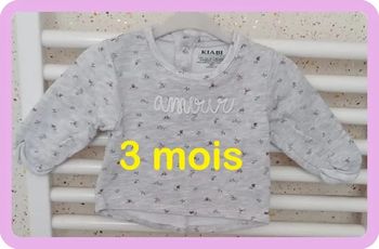 Sweat gris motif fleur multicolore Kiabi Taille 3 mois