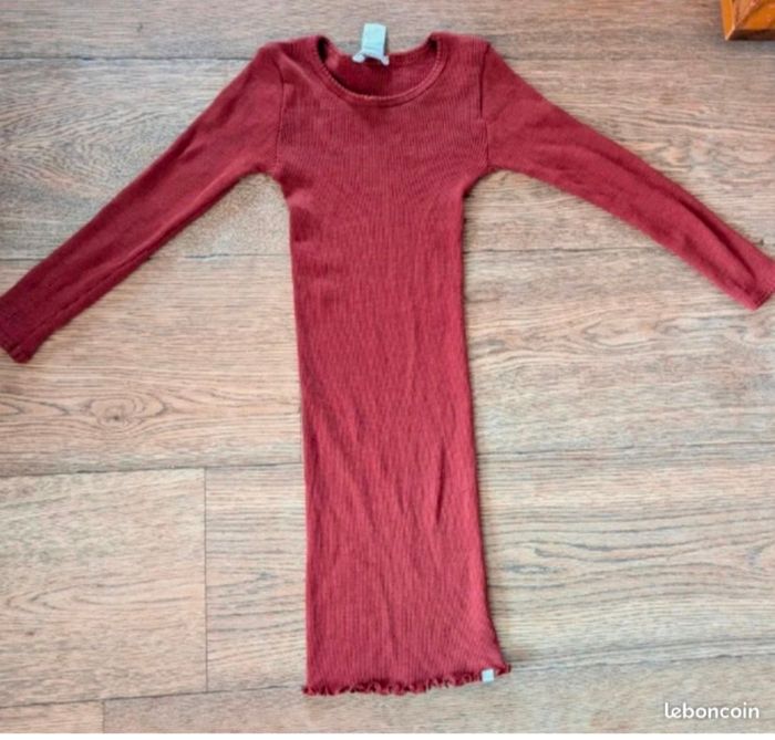 Robe Alda mérinos minimalisme terracotta 4/5 ans