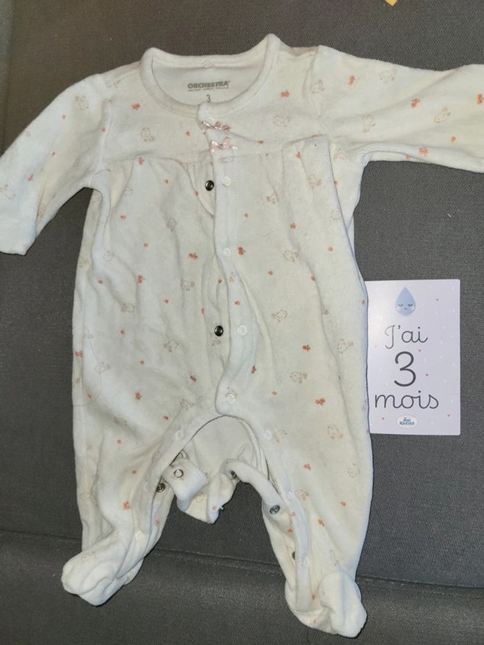 Pyjama blanc fleur rose