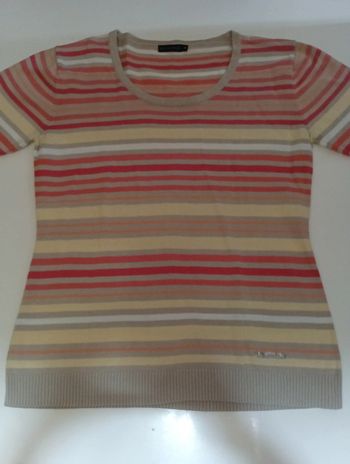 Pull fin manches courtes femme Mise au Green taille 3 a rayures