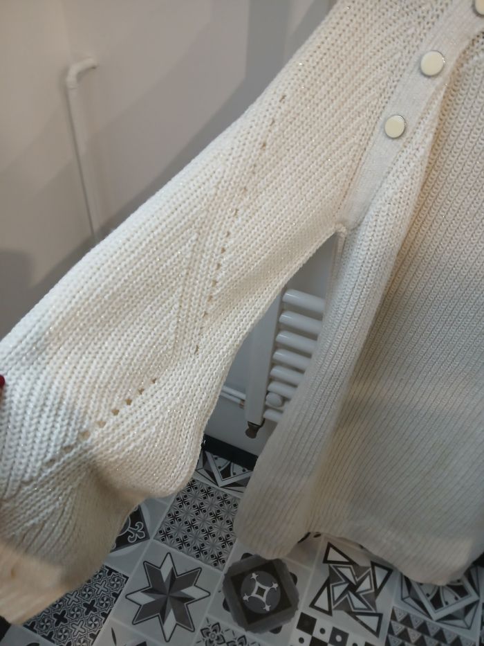 Robe courte maille anglaise  couleur écrue - photo numéro 4