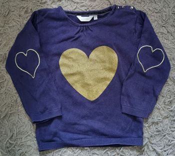 Pull violet avec cœur pailleté 3ans