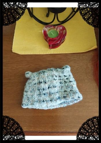 Bonnet oreilles tricoté gris pour bébé taille 18 cm