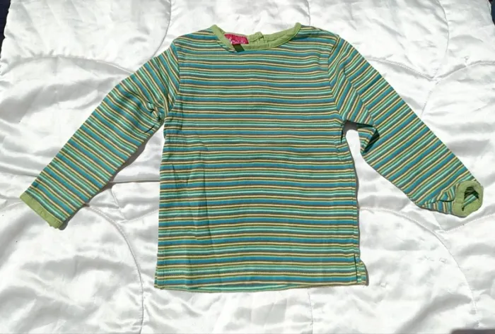 T-shirt en coton manches longues rayé vert 23 mois bob et julie