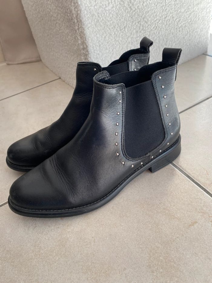 Bottines femme chelsea cuir noir 37 - photo numéro 3