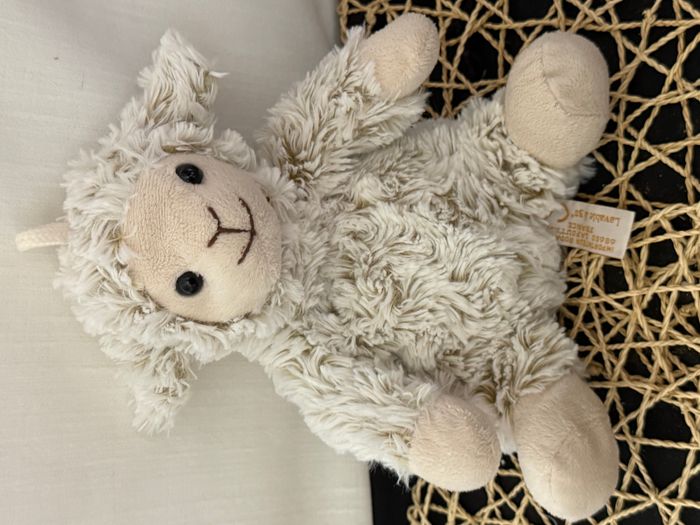 Peluche mouton RODADOU RODA chiné blanc beige poils long - photo numéro 3