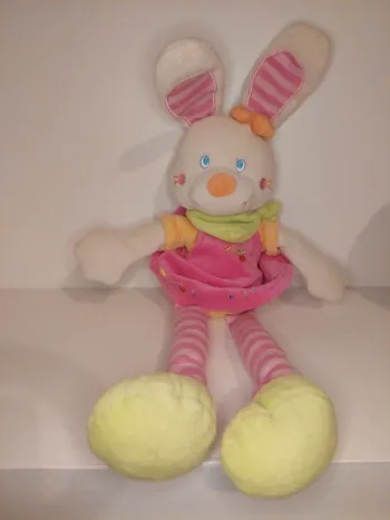 Mots d'enfants - peluche pantin lapin rose