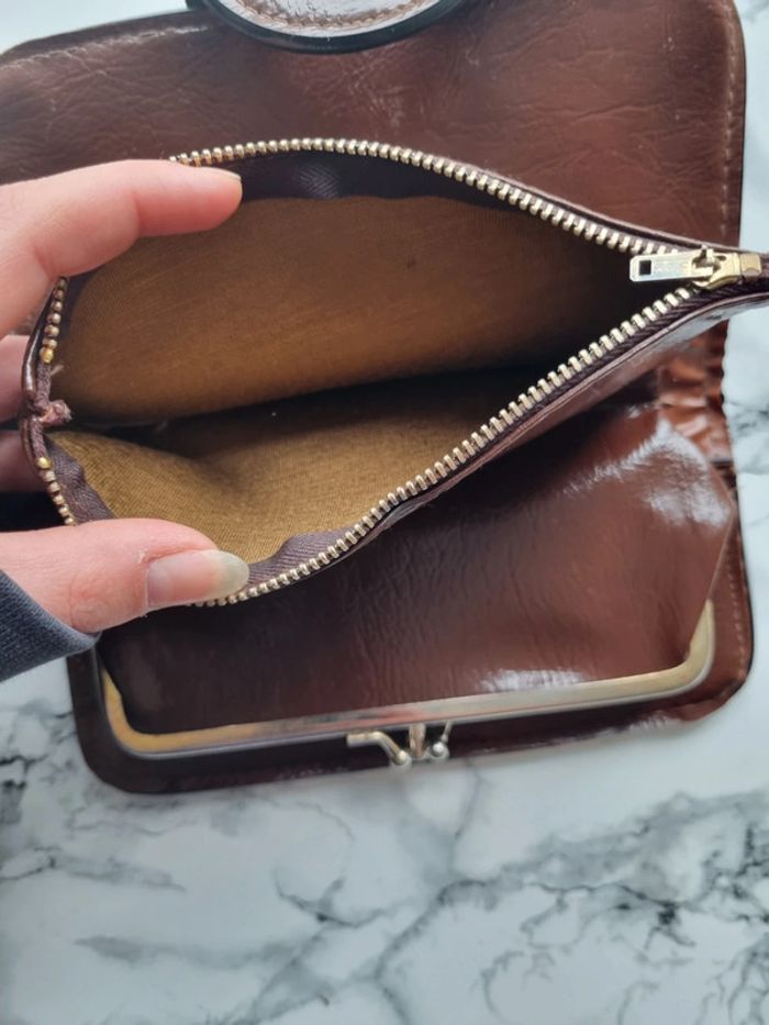 Porte monnaie en cuir marron vintage - photo numéro 16