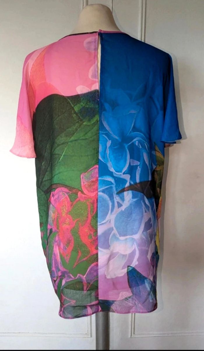 Neuf Magnifique Blouse multicolore en voile femme taille l 40 - photo numéro 2