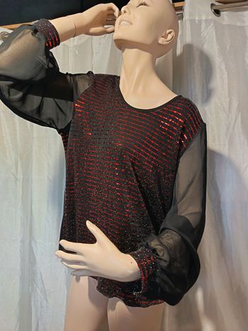 tunique noir rouge Anna Louxa 480*Spécial FETE* réf R460 S1