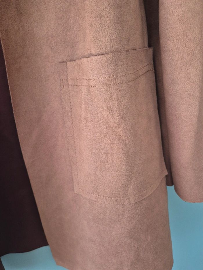 Veste d'été fine, marron effet suédine, taille unique - photo numéro 5