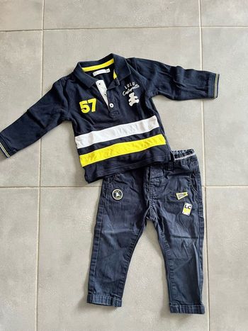 Pantalon et polo bleu marine lulu castagnette 18mois