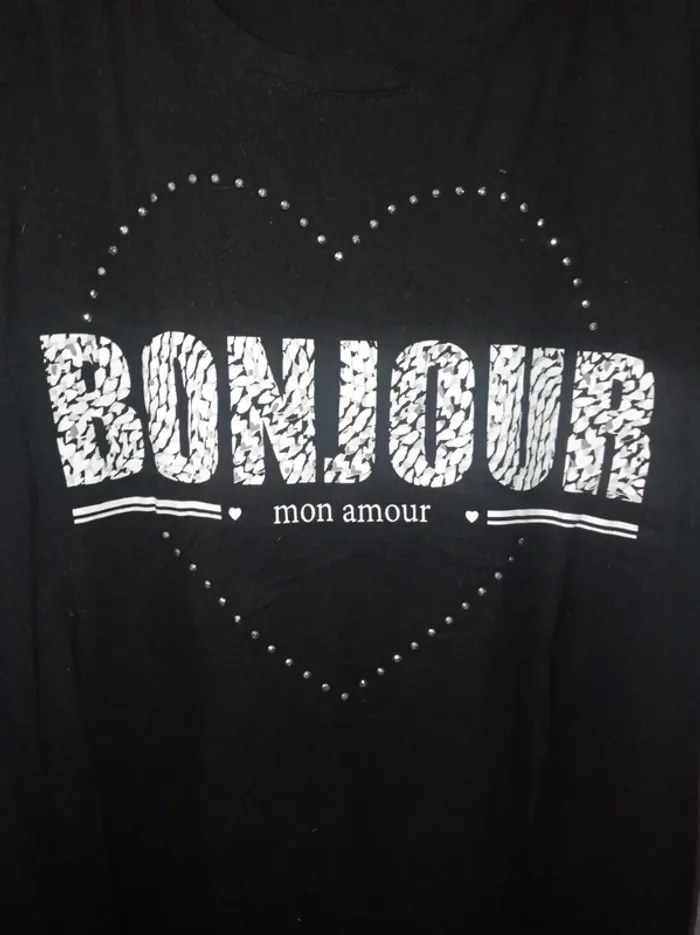 T-shirt manche courte noir avec motifs - photo numéro 2