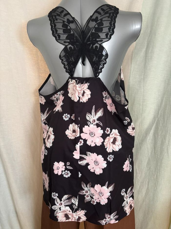 Tunique/nuisette motif floral vintage et dos nu avec papillon dentelle 3XL 46