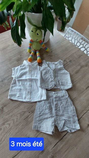 Ensemble bébé été baptême 3 pièces