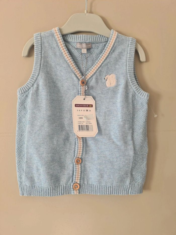 Pull gilet sans manche NEUF chic Sergent Major 18 mois