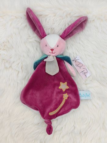 Doudou Semi Plat Lapin Rose Luminescent Etoile BN0312 Les Cometes Rose