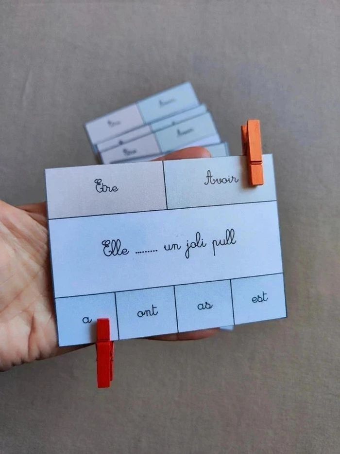 32 cartes à pinces être et avoir au présent - photo numéro 3