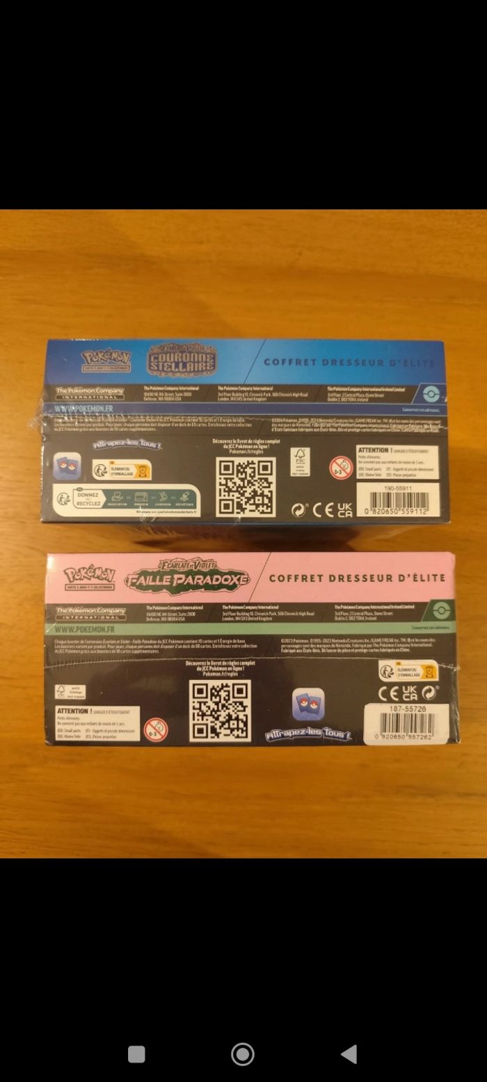 Duo ETB cartes Pokémon couronne stellaire faille paradoxe EV4 EV7 coffret dresseur d'élite - photo numéro 8