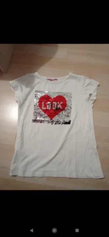 T-shirt manche courte blanc avec motifs sequins