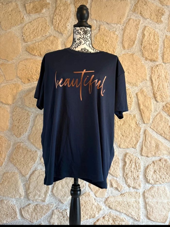 T-shirt bleu marine “Beautiful” Shein 2XL - photo numéro 2