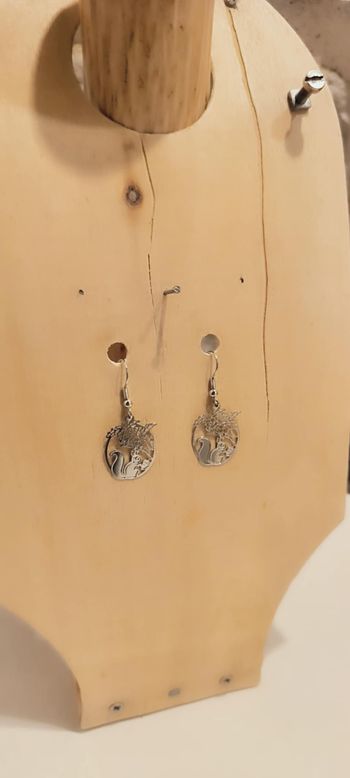 boucles d'oreilles fantaisie n46 écureuils argentés