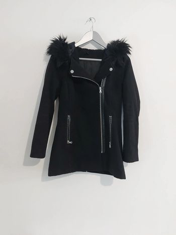 Manteau noir vintage à capuche
