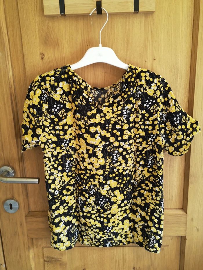 T-shirt Pieces en jaune et noir S