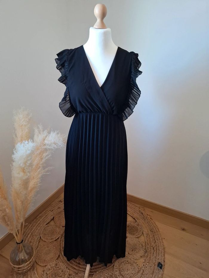 Robe longue noire cache-coeur plissée taille S/M 36/38 - photo numéro 2