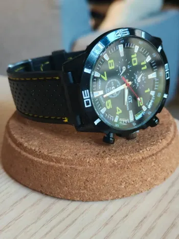 Montre noire-vert, style sport auto, men