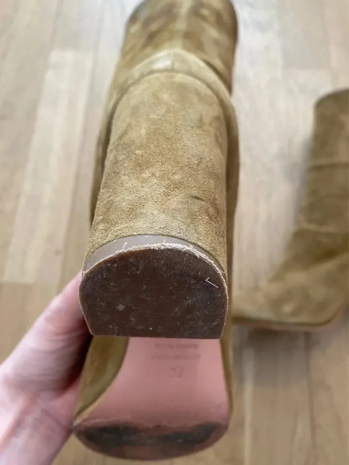 Bottines à talon en daim beige Aquazzura modèle Boogie taille 37 - photo numéro 7