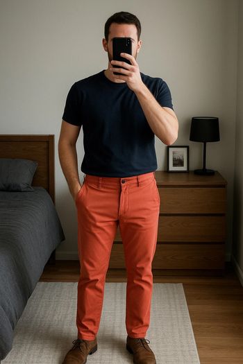 Pantalon chino orange Bexley Taille 40
