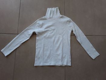 Sous-pull côtelé blanc fille 10 ans GEMO NEUF