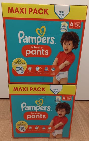 2 Cartons couches Pampers Pants baby-dry Taille 6 - Maxi-pack