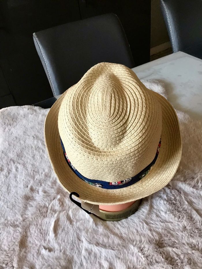 Chapeau beige contour marine à motif taille 57 (0623) - photo numéro 3
