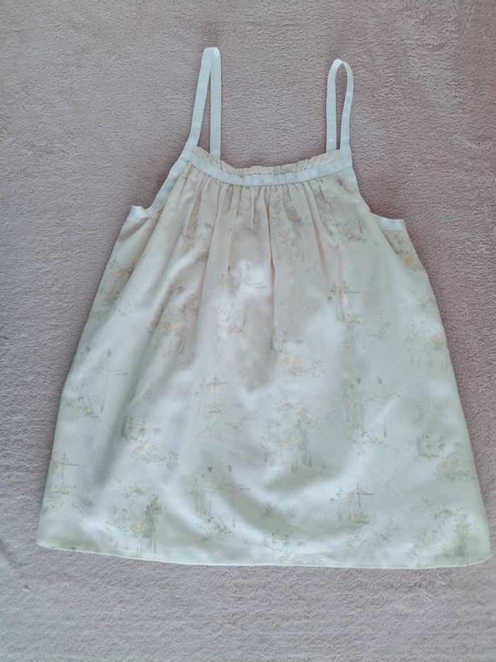 Top tunique à bretelles Repetto 10 ans modèle Septune crème motif danseuses
