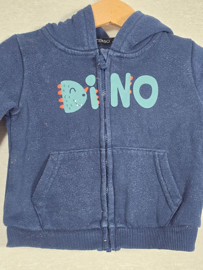 Gilet zippé à capuche dinosaures In Extenso 74 cm - photo numéro 3