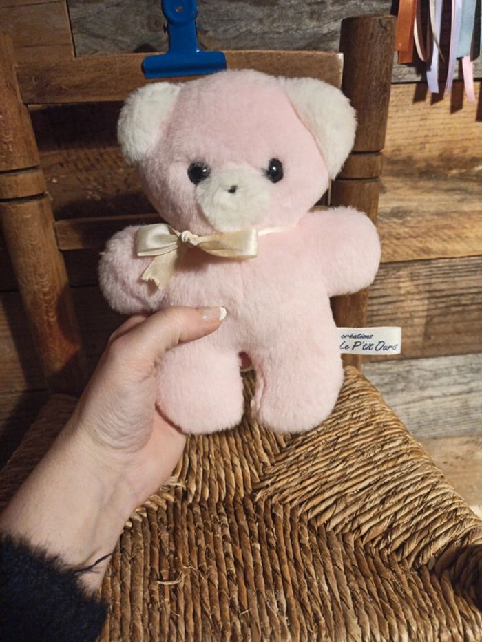 Peluche vintage hochet le p'tit ours tbe - photo numéro 4