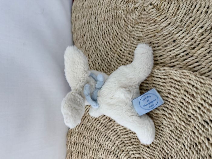 Lapin DOUDOU ET COMPAGNIE "Bonbon" blanc et bleu - photo numéro 4