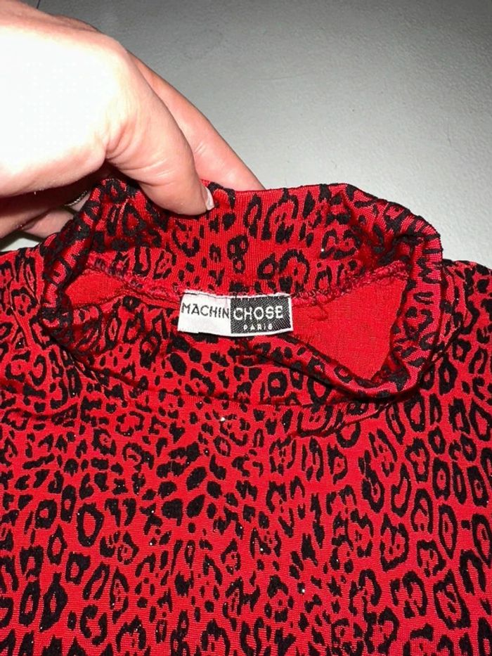 Magnifique top rouge brillant femme T2 Machin Chose Paris - photo numéro 5