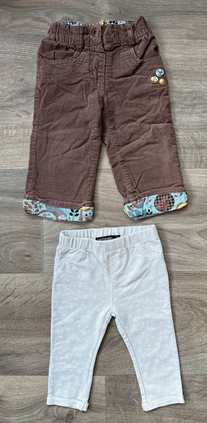 Lot de 4 pantalons taille 12 mois Kiabi Kimbaloo in extenso sucre d’orge - photo numéro 2