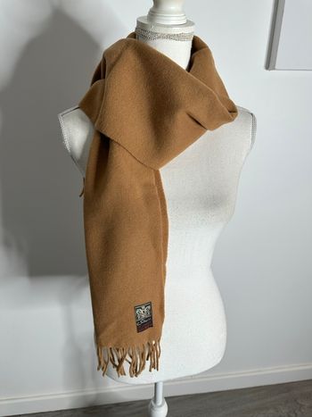 Écharpe châle beige camel en laine Vintage 30x140cm