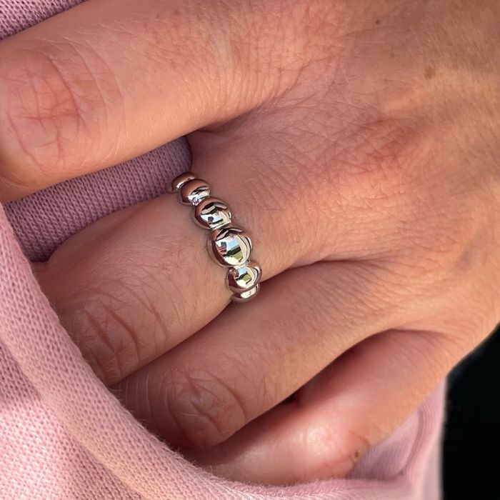 Bague Bulles réglable en acier inoxydable hypoallergénique (acier chirurgical) argenté - photo numéro 2