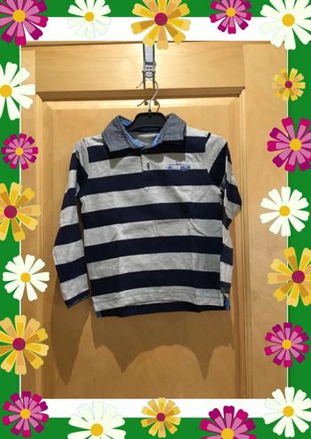 Polo vertbaudet gris et marine