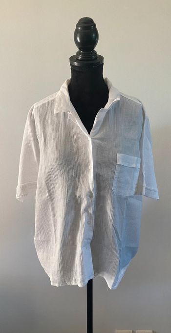 Chemise blanche vintage style en gaze de coton taille M