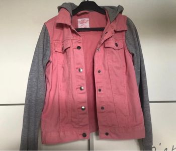 Veste à capuche en jean et molleton rose et gris  10/11 ans