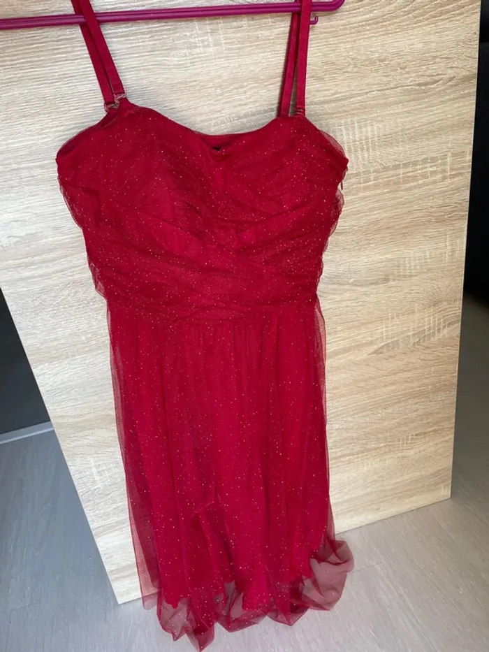 Robe de soirée rouge scintillantes - taille 38 - photo numéro 2