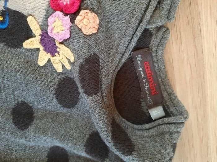 Gilet fille marron à pois noirs "Chien" Catimini 2 ans - photo numéro 5